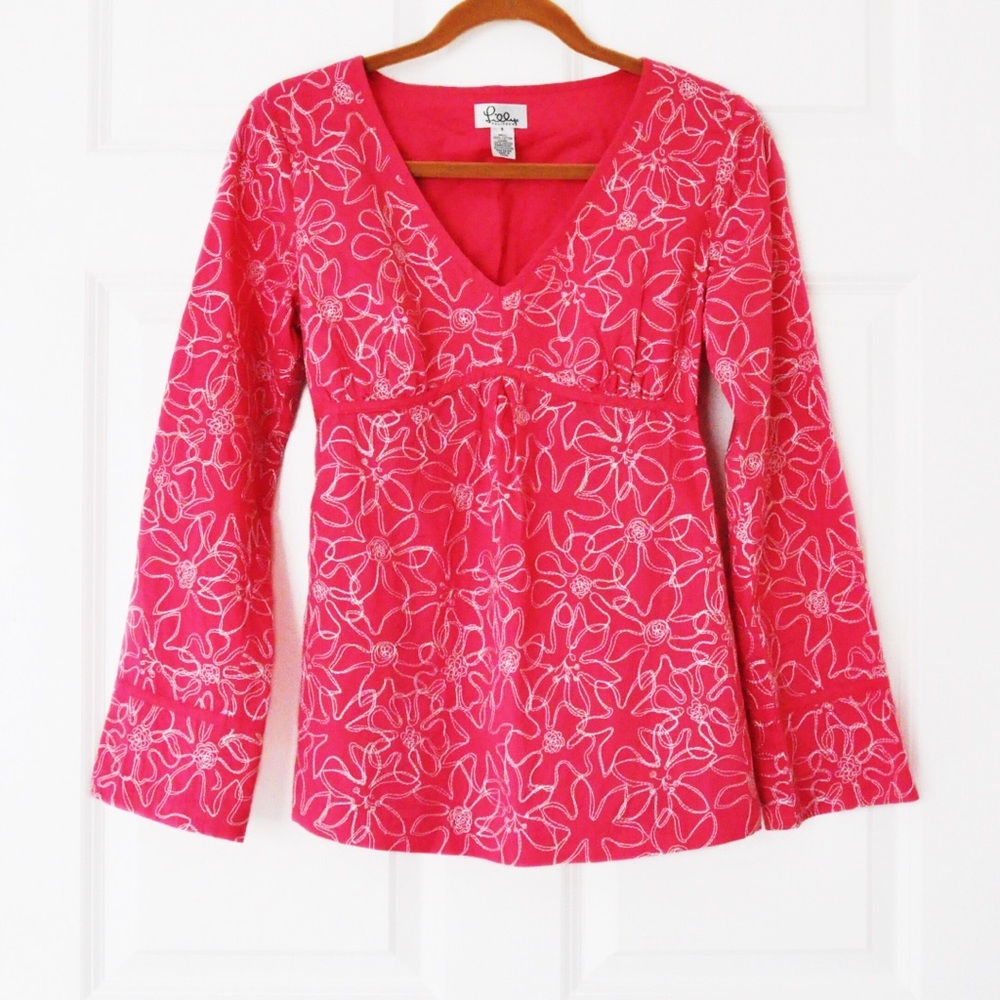 Lilly Pulitzer Long Sleeve Top Embroidered Size S